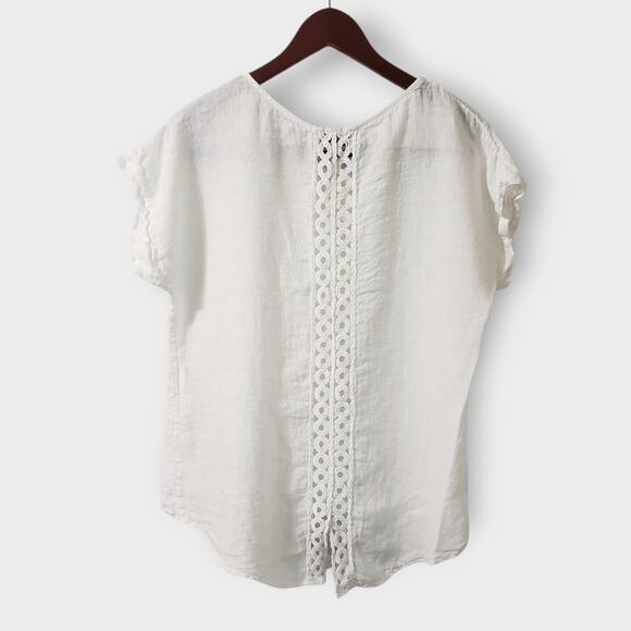 Terzo Millennio 100% Linen White Crochet Tunic Top Small High-lo Italy - Picture 4 of 10